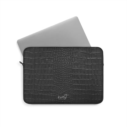 Black Crocodile Print Laptop Sleeve
