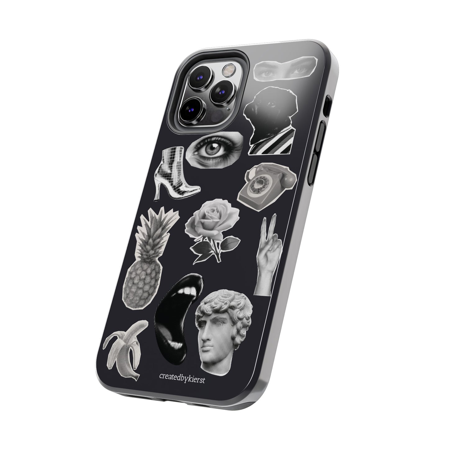 Black & White Vintage Sticker Design iPhone Case