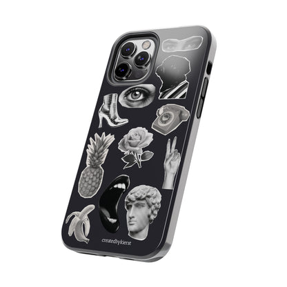 Black & White Vintage Sticker Design iPhone Case