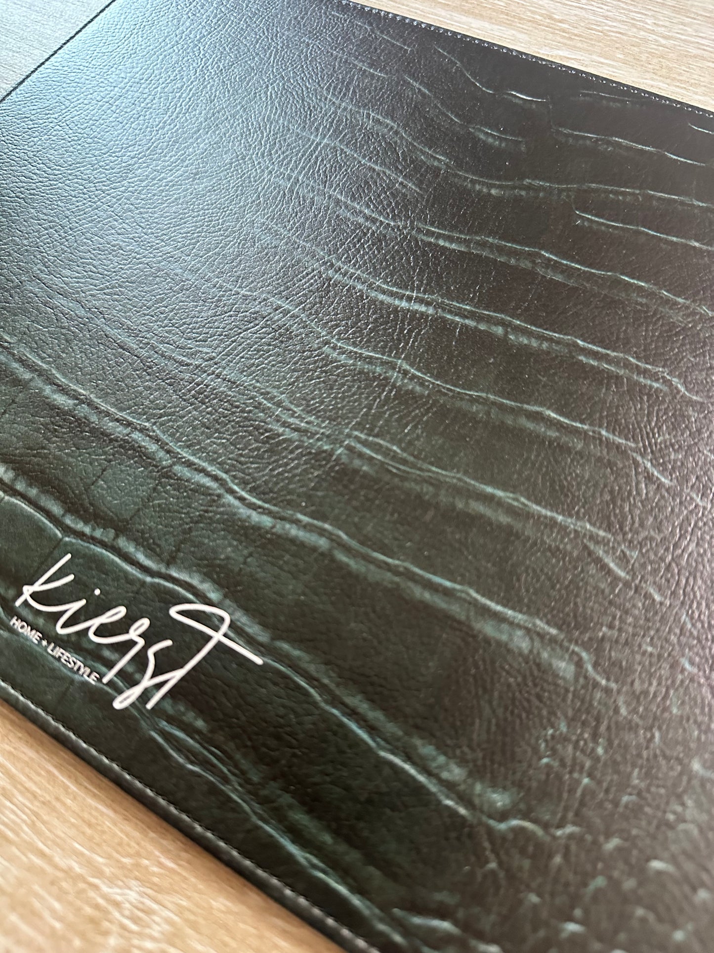 Emerald Crocodile Print Faux Leather Mouse Mat