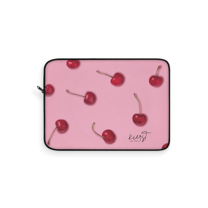 Cherries Laptop Sleeve | Pink Tech Accessory with Bold Fruit Print