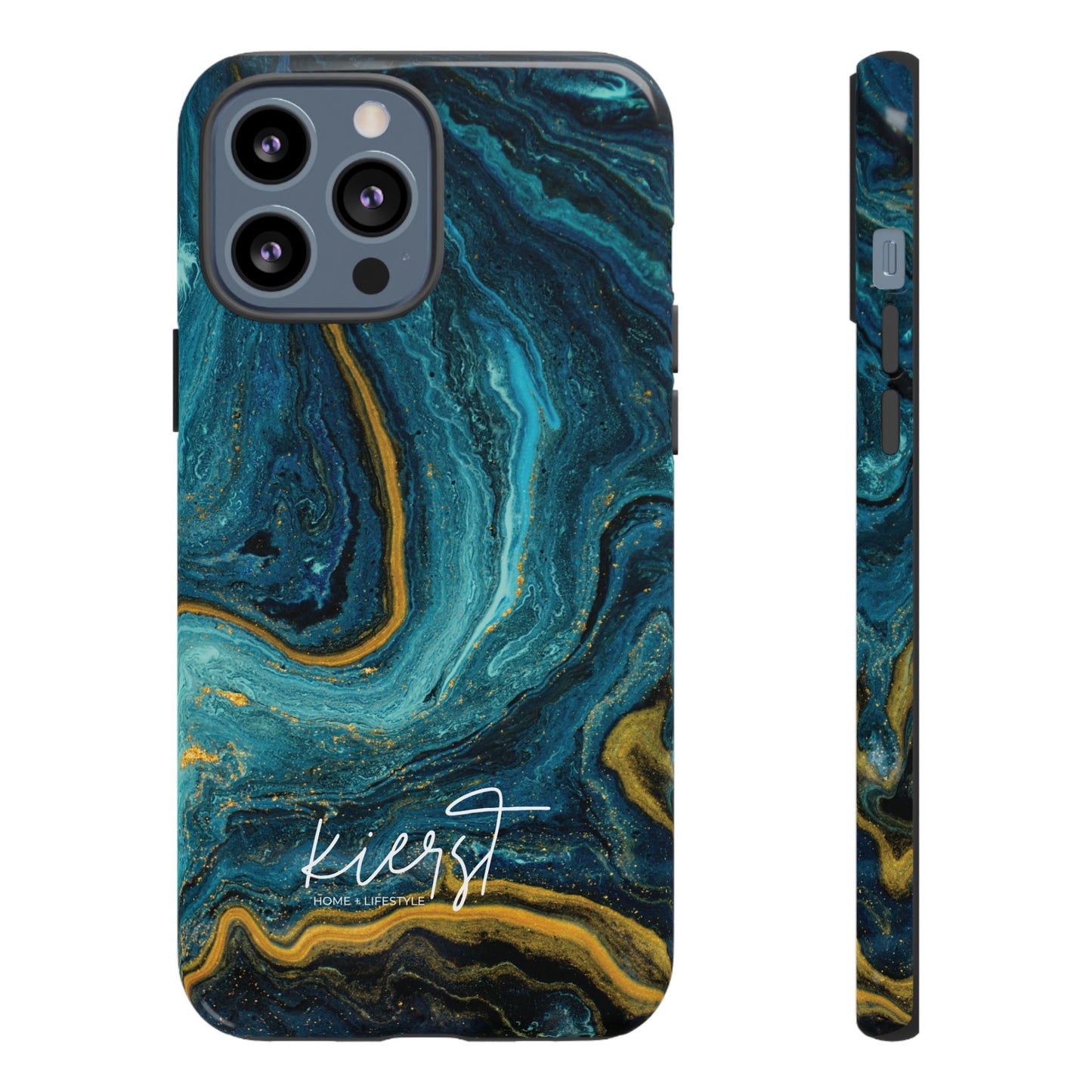Teal & Gold Marble iPhone Case