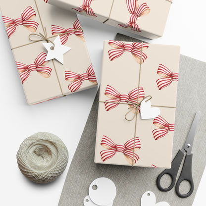 Red and Cream Bow Gift Wrapping Paper