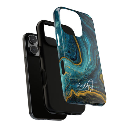 Teal & Gold Marble iPhone Case