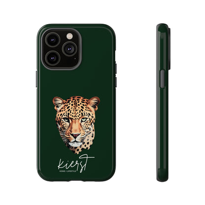 Leopard Head on Signature Midnight Pine iPhone Case | Designed to Stand Out