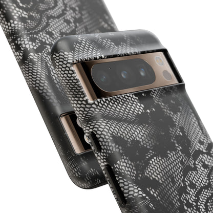 Black + White Lace Print Google Pixel Phone Case