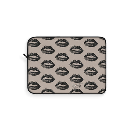 Black Lips on Oat Laptop Sleeve | Soft Neutrals, Bold Mood