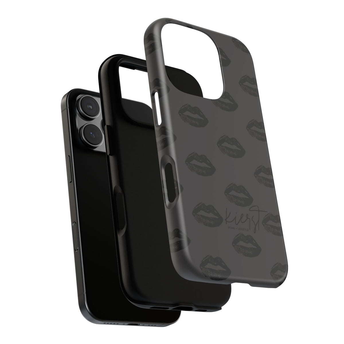 Black Lips on Charcoal iPhone Case