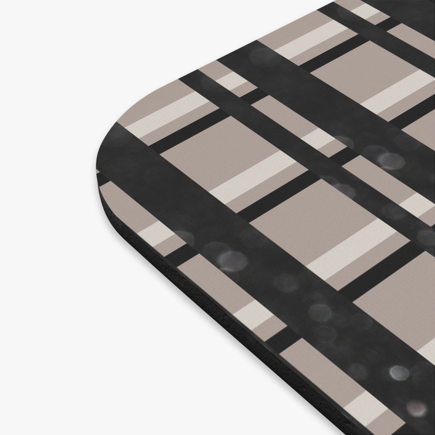 Nude, Black, and Cream Plaid with Pearls Mouse Pad (Rectangle)