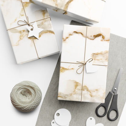 White Cream and Gold Marble Gift Wrapping Paper