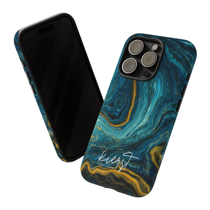 Gold & Teal Marble iPhone Case | Swirled Boldness, Everyday Luxury
