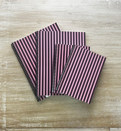 Pink + Signature Velvet Noir Stripes Notebook
