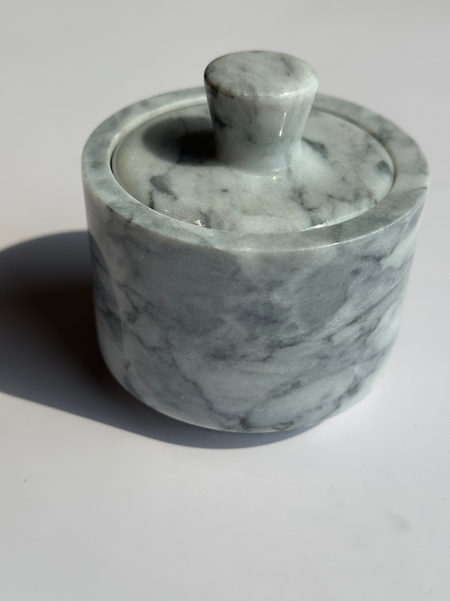 Marble Spice Cellar with Lid | Luxe Kitchen Storage in White and Grey or Black Marble