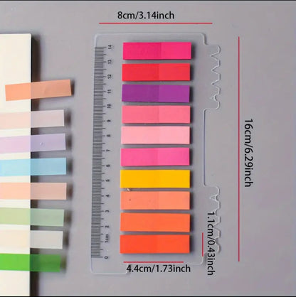 Bookmarks with Transparent Sticky Labels and Ruler