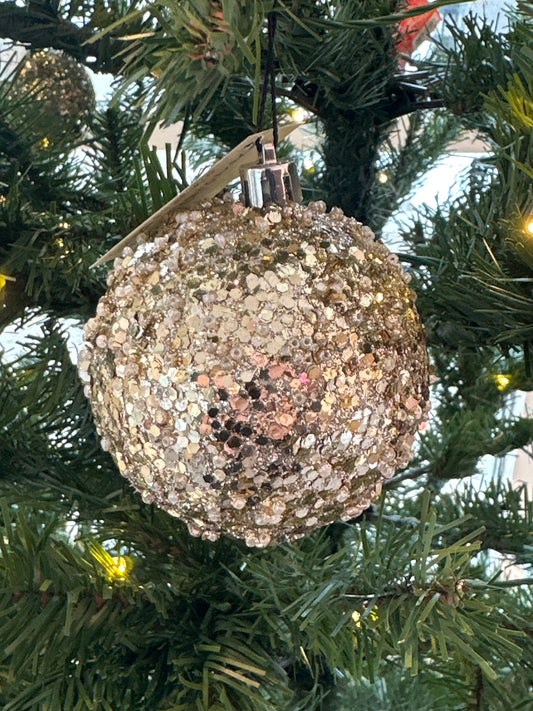 Gold Glitter & Pearl Ornament