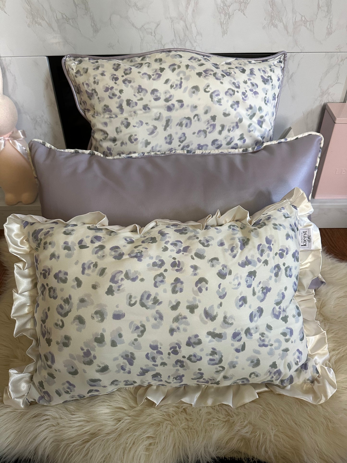 Lilac Pearl Faux Leather Throw Pillows