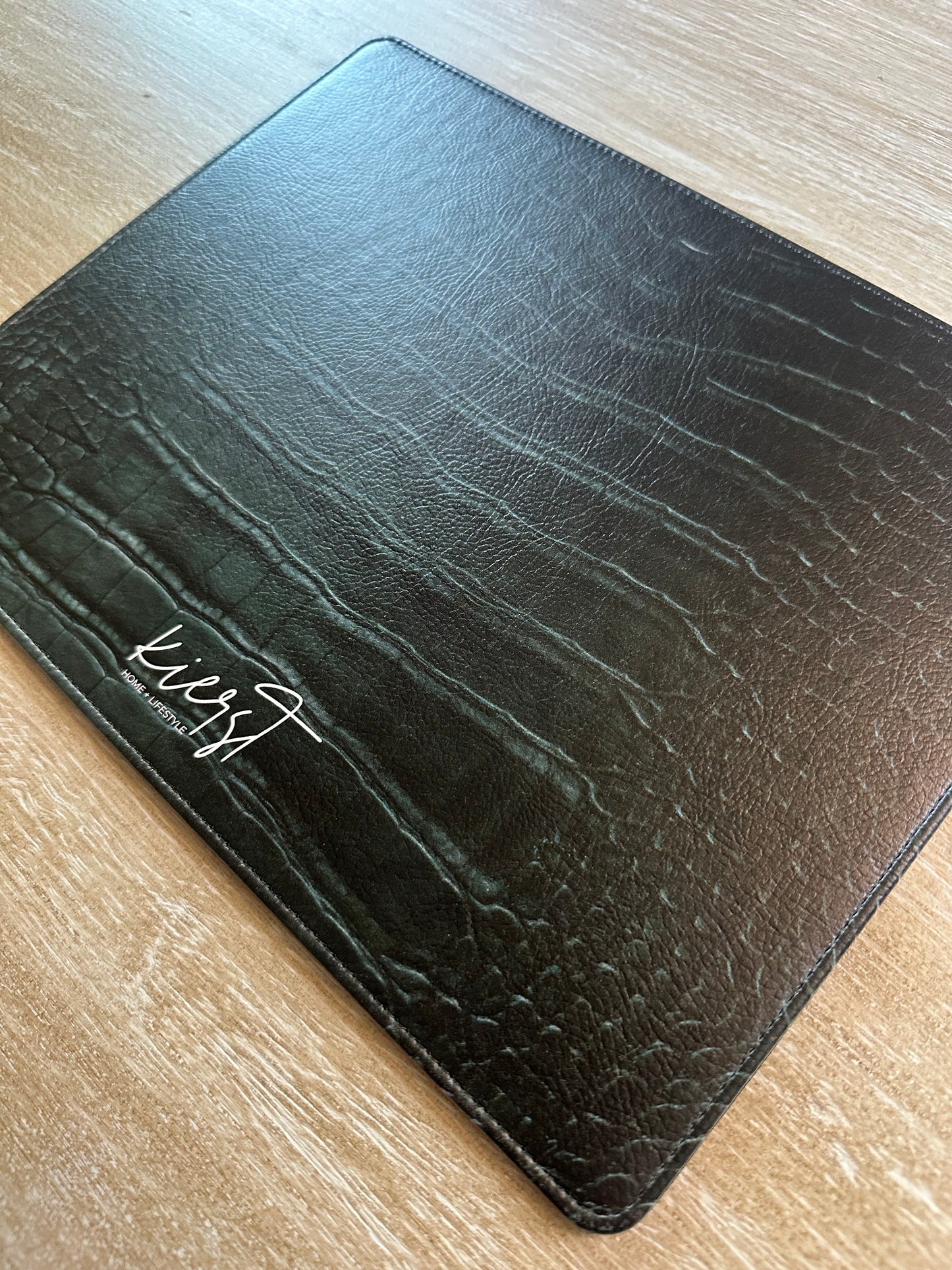Emerald Crocodile Print Faux Leather Mouse Mat