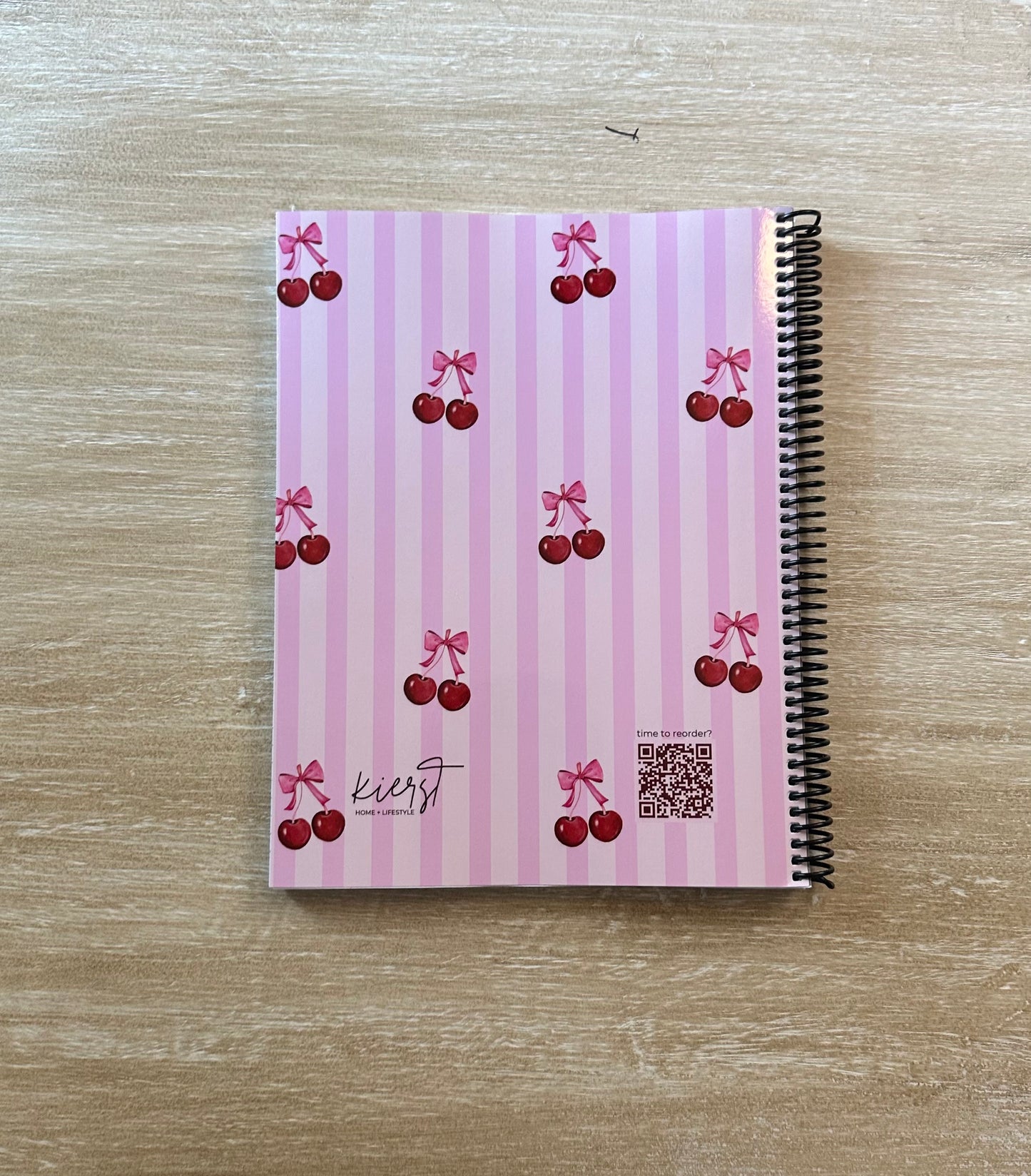 Cherries on Pink Stripes Notebook