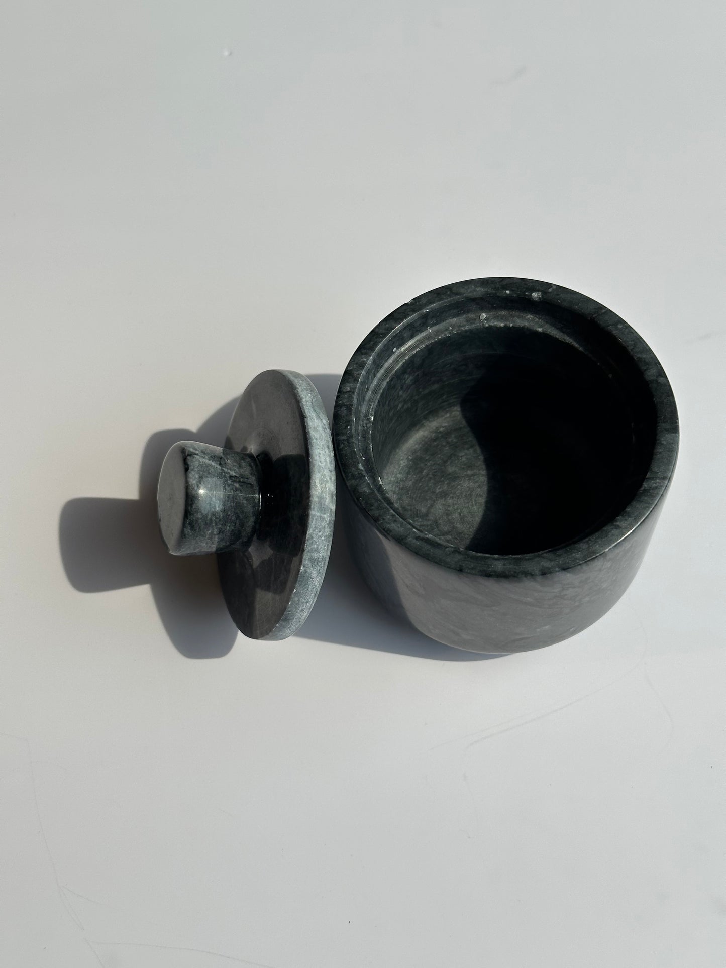 Marble Spice Cellar with Lid | Luxe Kitchen Storage in White and Grey or Black Marble