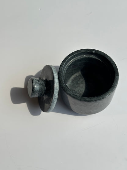 Marble Spice Cellar with Lid | Luxe Kitchen Storage in White and Grey or Black Marble
