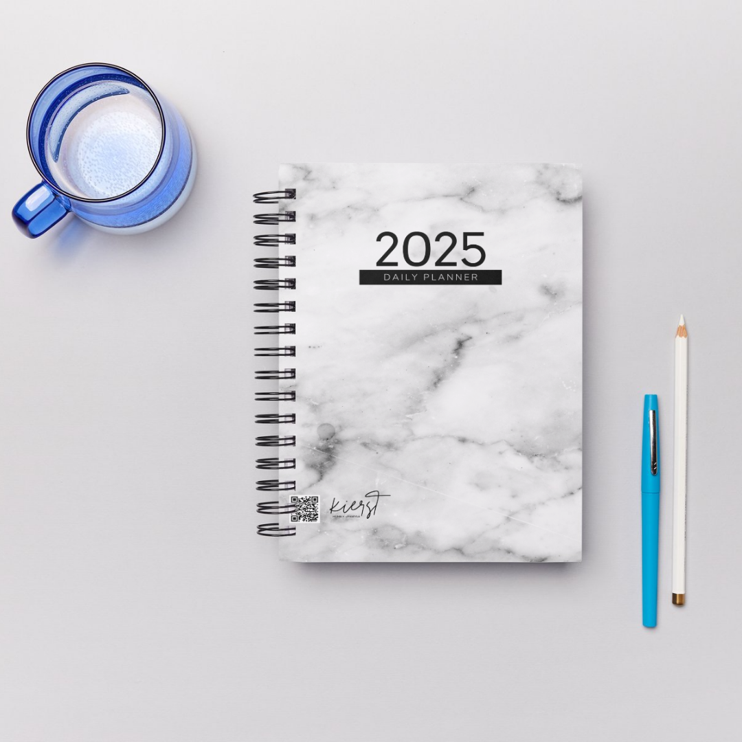 2025 White Marble Daily Planner