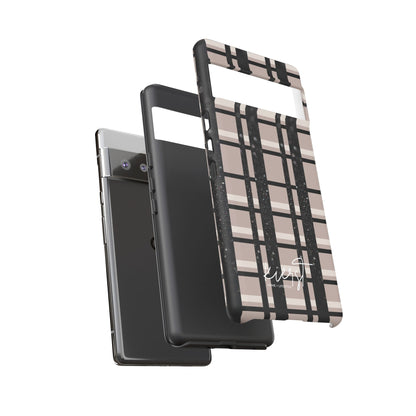 Elevated Neutrals Plaid Google Pixel Case | Taupe, Cream, & Black—Refined, Not Routine