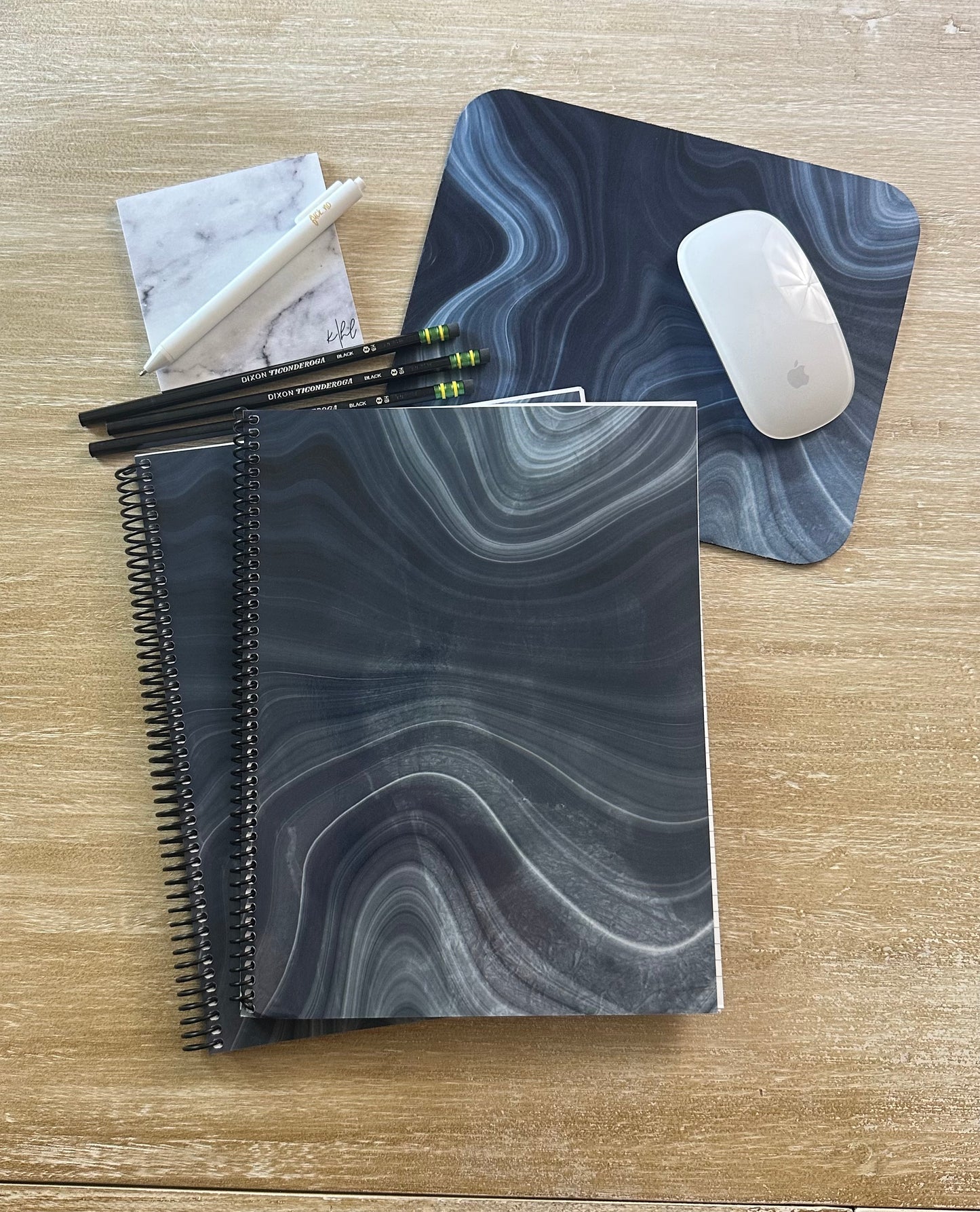 Navy Marble Mouse Pad
