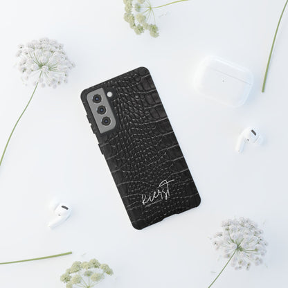 Black Alligator Print Samsung Galaxy Case | Refined Impact, Bold Simplicity