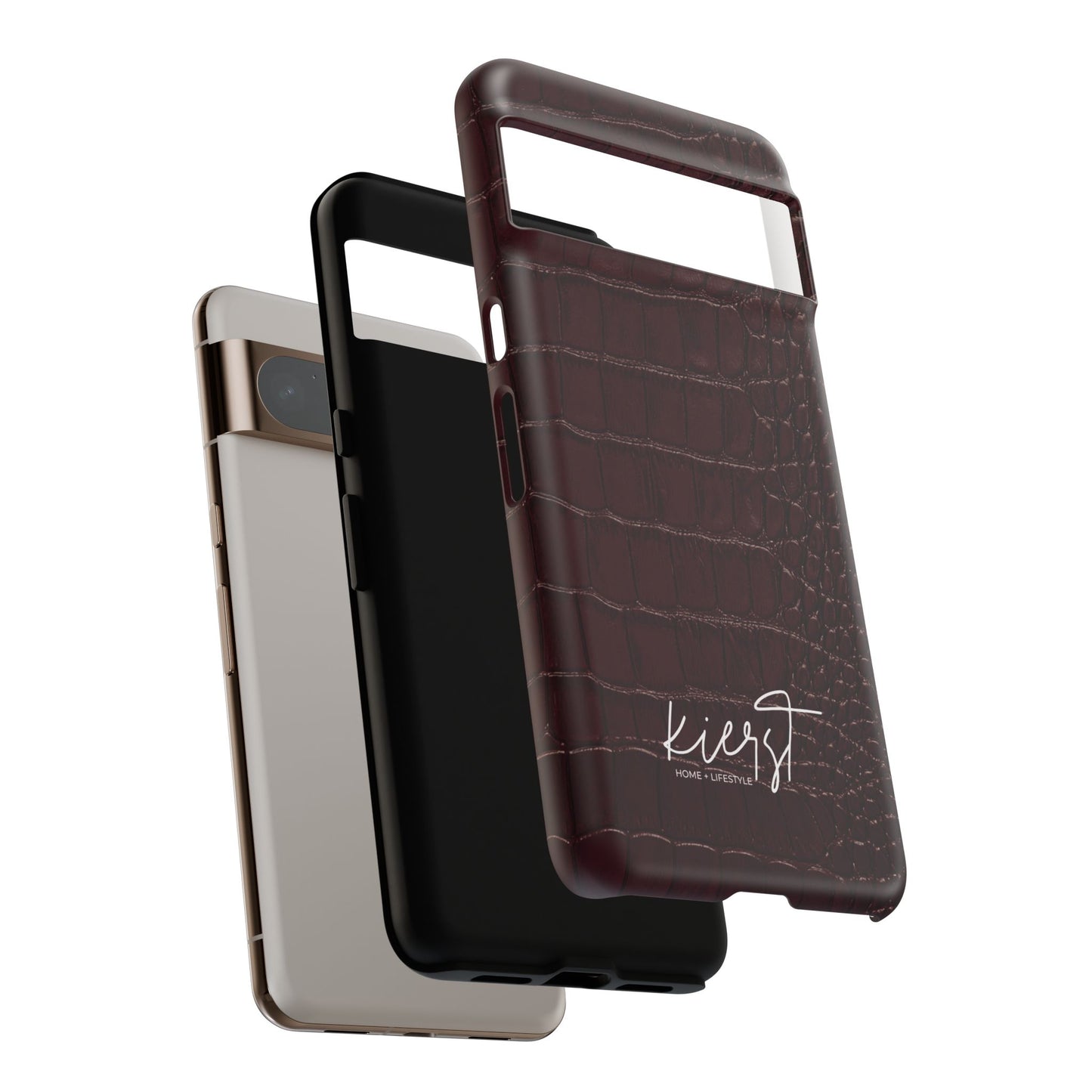 Signature Velvet Noir Crocodile Print Google Pixel Phone Case