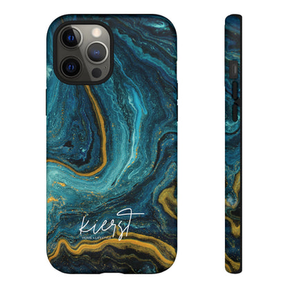 Teal & Gold Marble iPhone Case