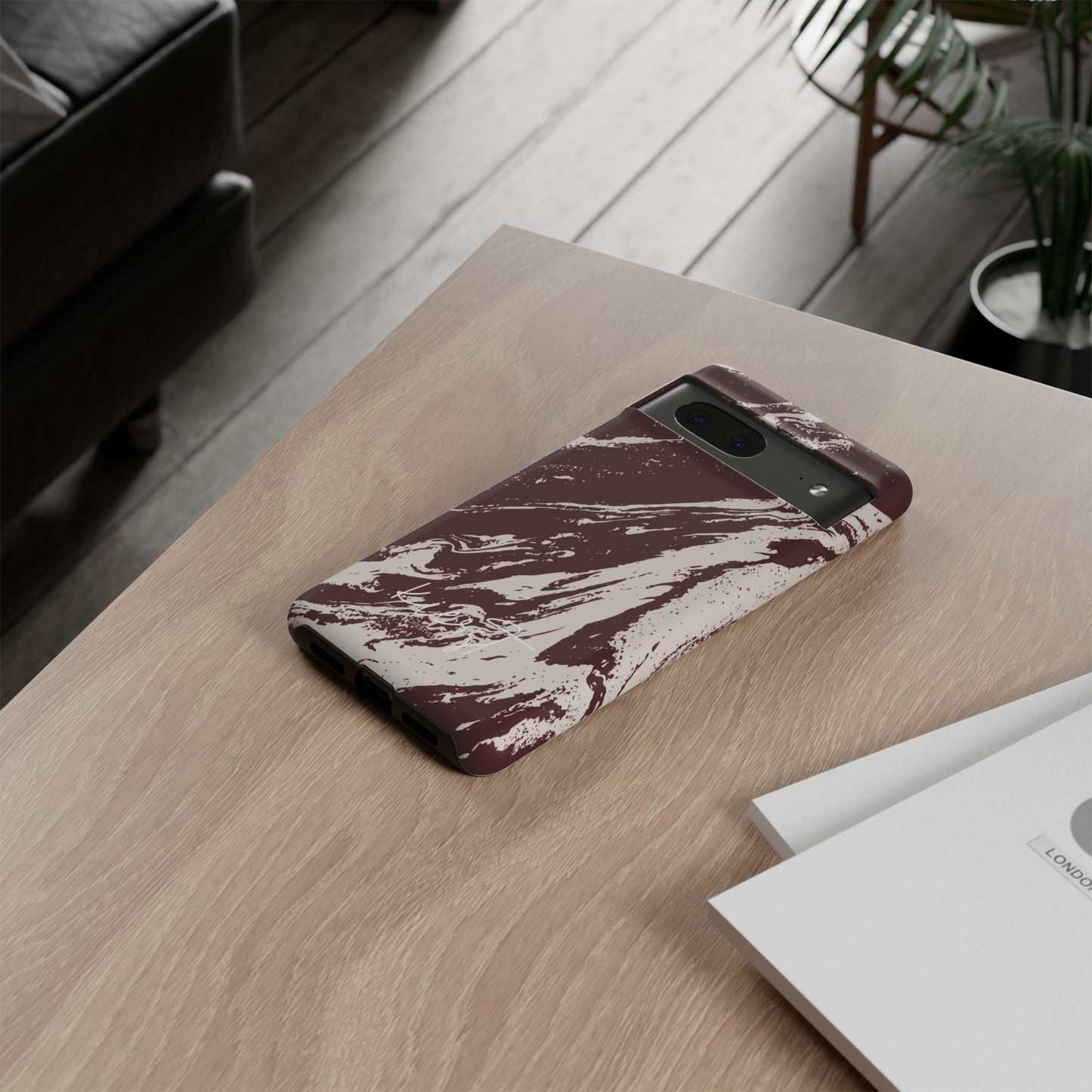 Cream Marble on Signature Velvet Noir Google Pixel Phone Case