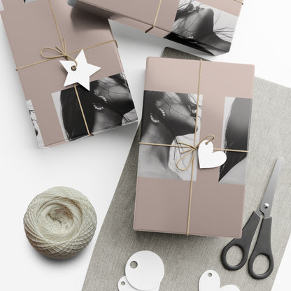 Black + White Fashion Portrait Wrapping Paper