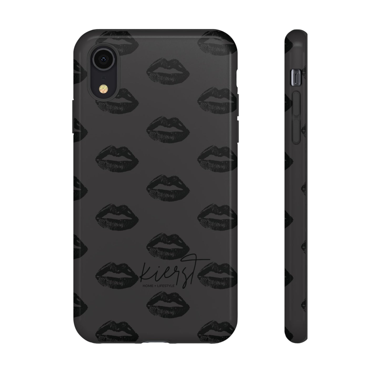 Black Lips on Charcoal iPhone Case