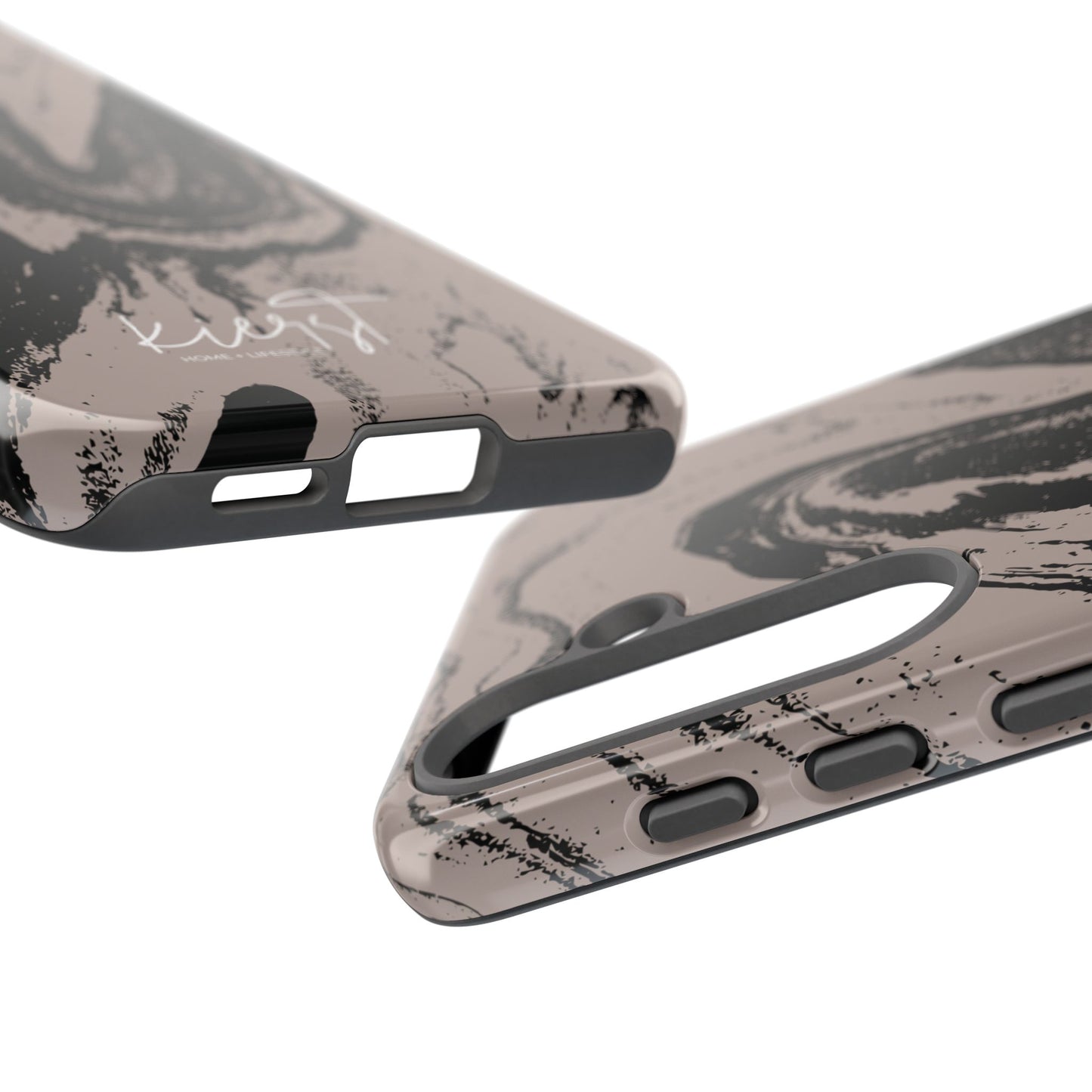 Black Marble on Taupe Samsung Galaxy Phone Case