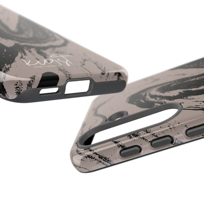 Black Marble on Taupe Samsung Galaxy Phone Case