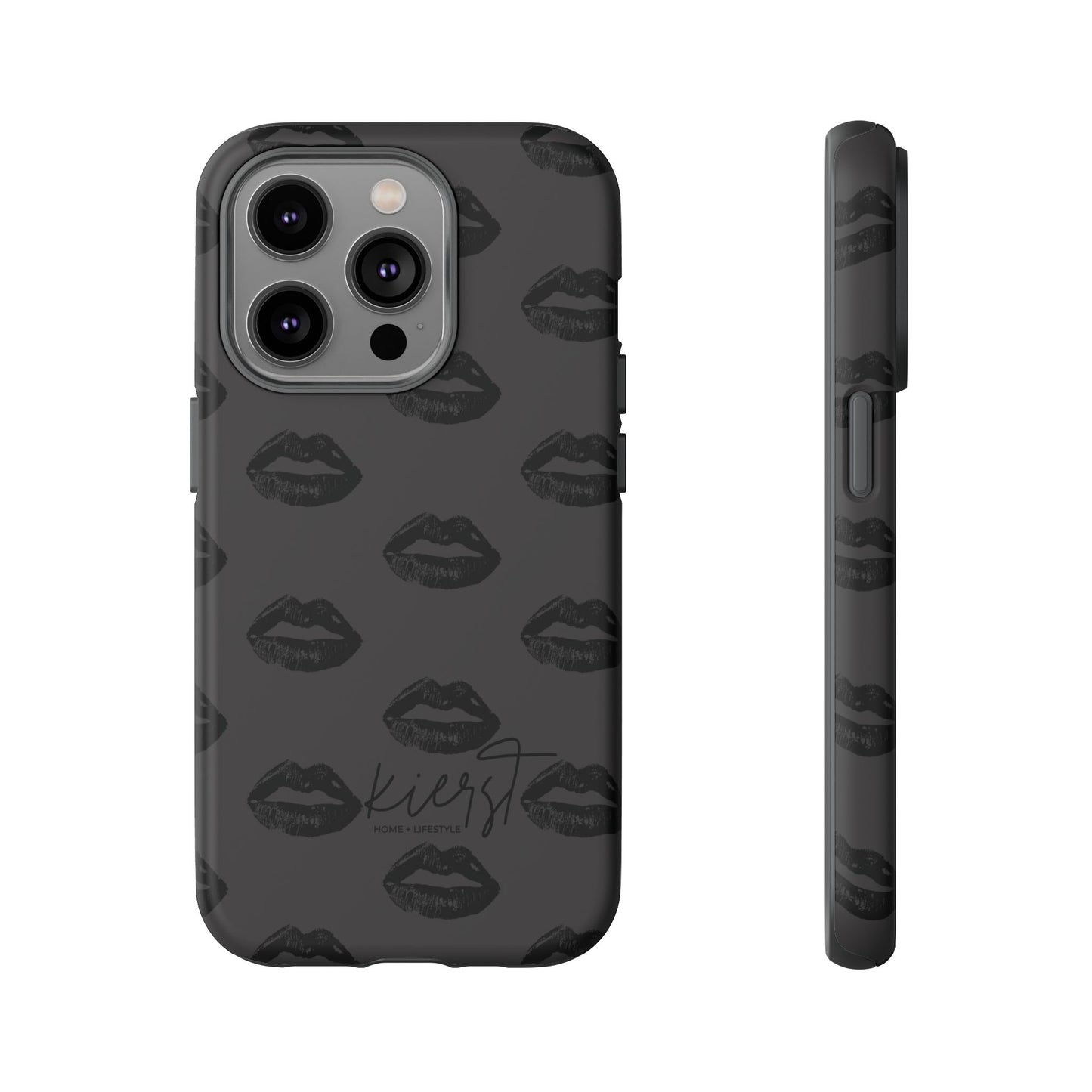 Black Lips on Charcoal iPhone Case