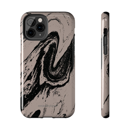 Taupe and Black Marble iPhone Case