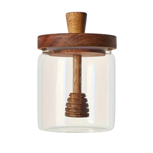 Glass Honey Jar with Wood Lid