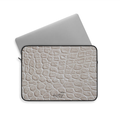 Cream Reptile Print Laptop Sleeve | Elevated Printed Texture for Everyday Tech