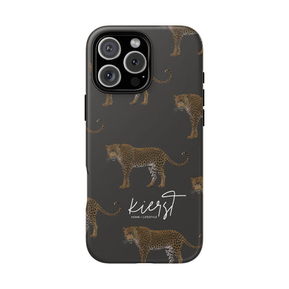 Leopards on Charcoal iPhone Case