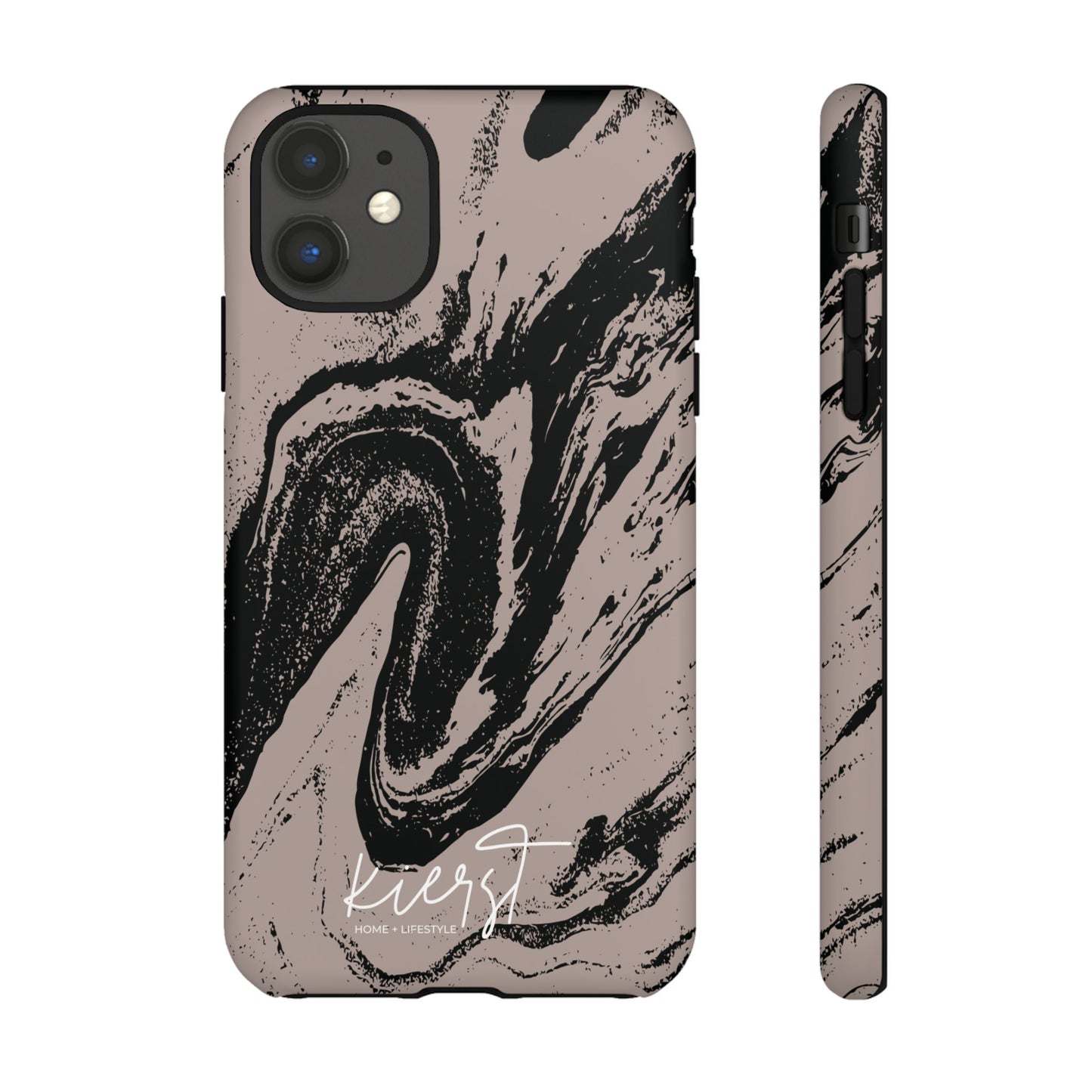 Taupe and Black Marble iPhone Case