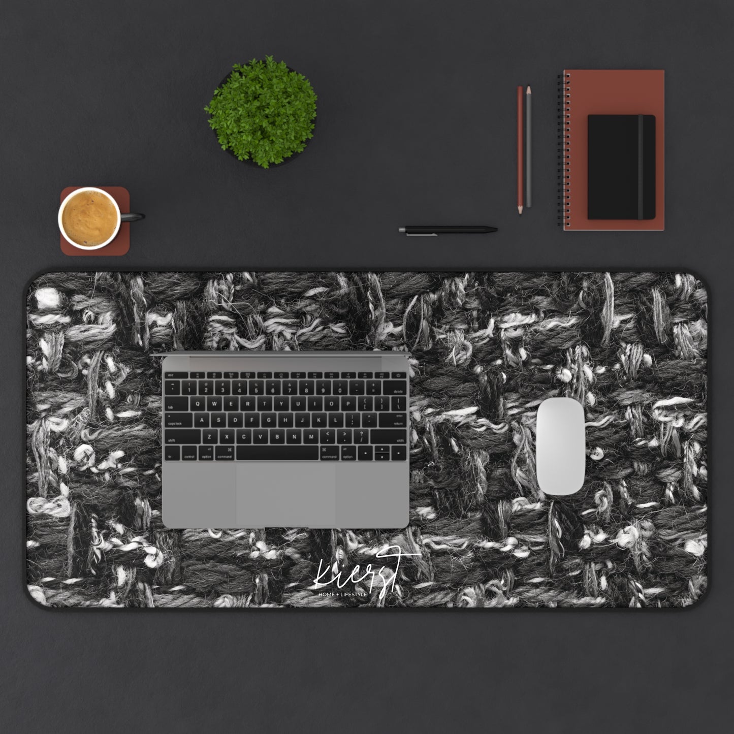 Grey Tweed Print Desk Mat