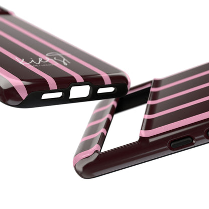 Signature Velvet Noir + Pink Stripes Google Pixel Phone Case