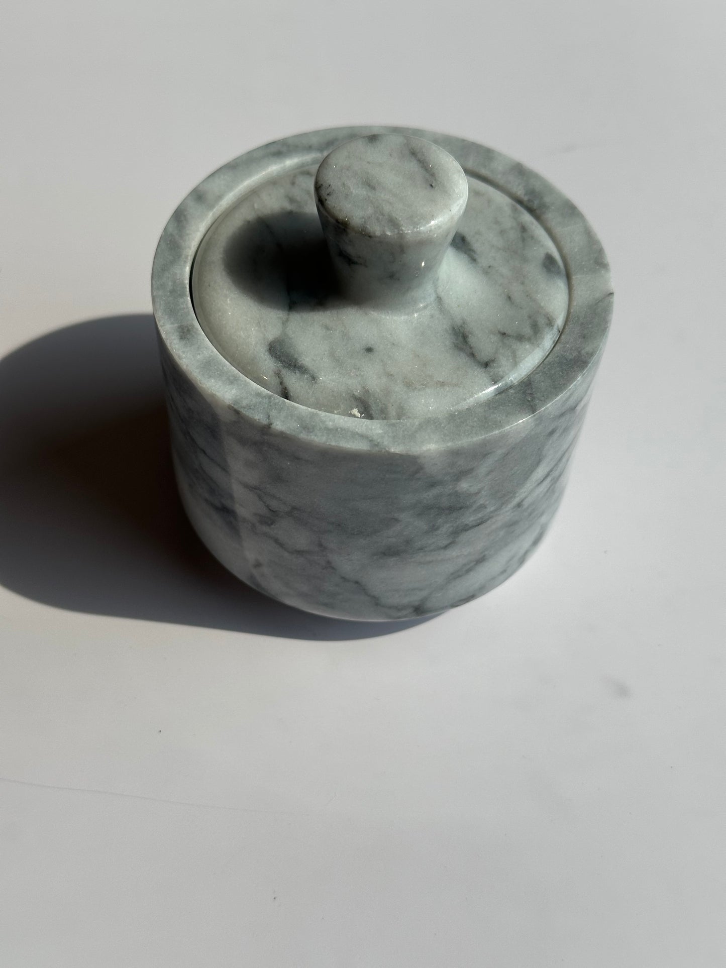 Marble Spice Cellar with Lid | Luxe Kitchen Storage in White and Grey or Black Marble