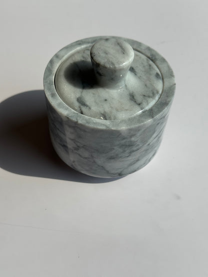 Marble Spice Cellar with Lid | Luxe Kitchen Storage in White and Grey or Black Marble