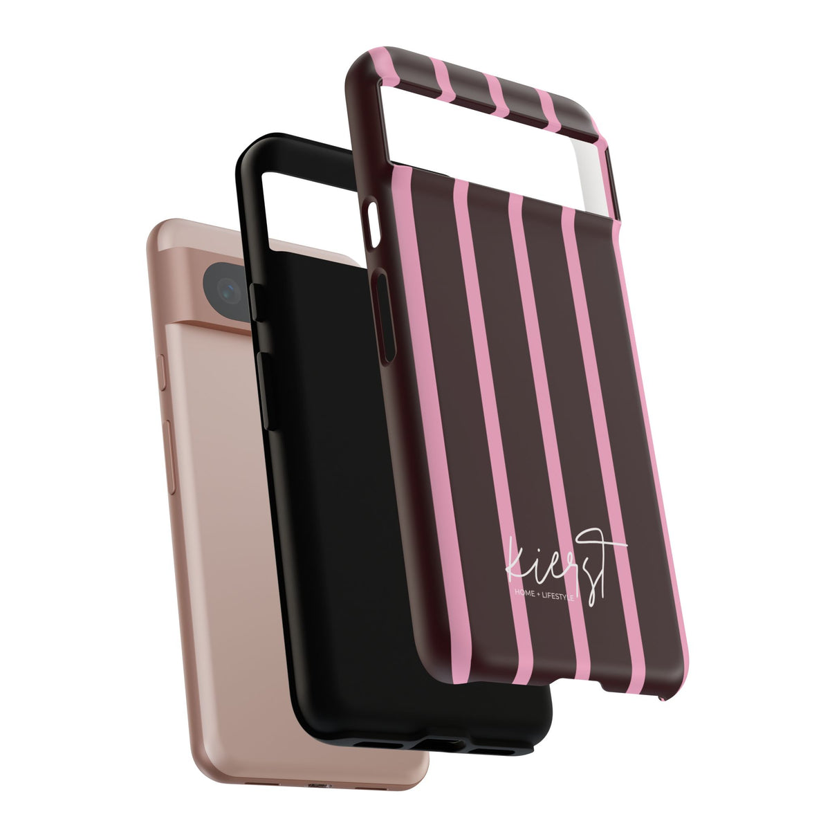 Signature Velvet Noir + Pink Stripes Google Pixel Phone Case