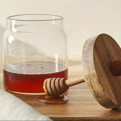 Glass Honey Jar with Wood Lid