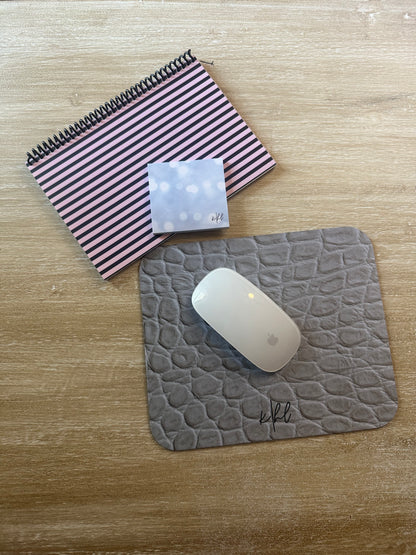 Cream Reptile Print Mouse Pad