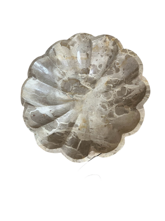 Tan Marble Scalloped Dish