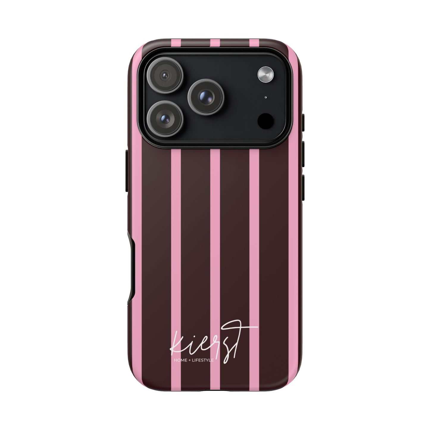 Signature Velvet Noir + Pink Stripes iPhone Case